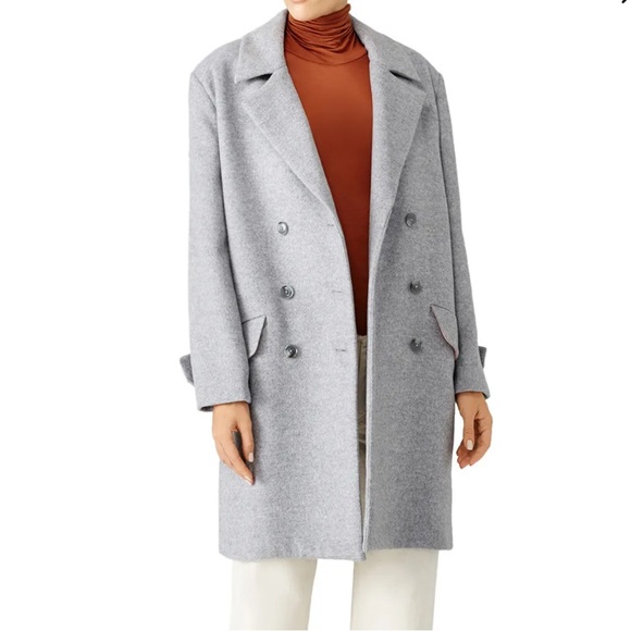Halston Heritage Double Breasted Wool Gray Coat Small - Picture 1 of 9